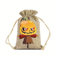Halloween Linen Bundle Candy Cookie Storage Bag Drawstring Gift Decoration