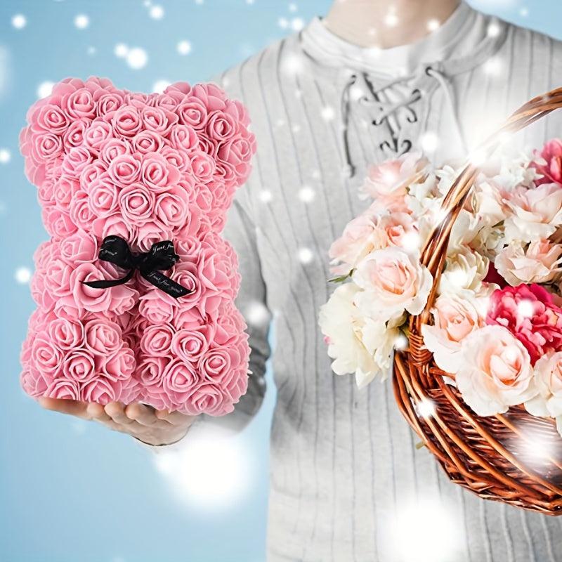 1pc Rose Bear Artificial Rose Flower Bear Gift For Valentines Wedding
