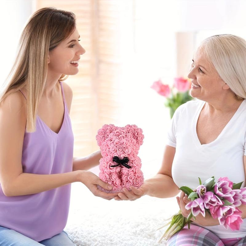 1pc Rose Bear Artificial Rose Flower Bear Gift For Valentines Wedding