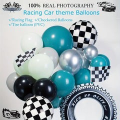 130pc Racing Balloon Garland Set - Quick Decor with Green & Black Balloons