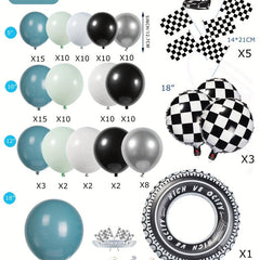 130pc Racing Balloon Garland Set - Quick Decor with Green & Black Balloons
