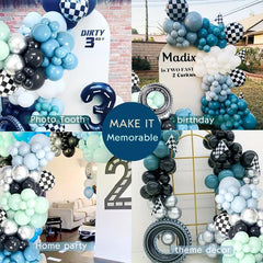 130pc Racing Balloon Garland Set - Quick Decor with Green & Black Balloons
