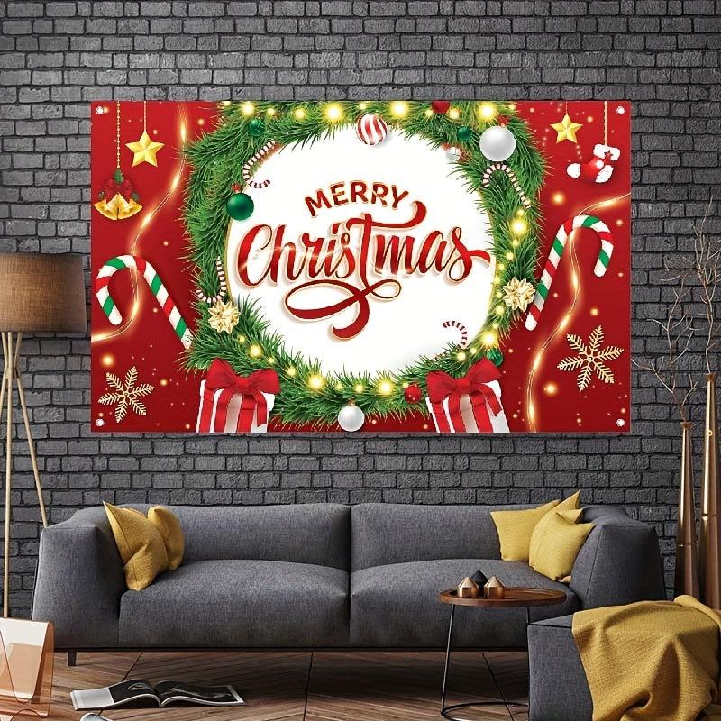Red Merry Christmas Banner 109x179cm Decoration