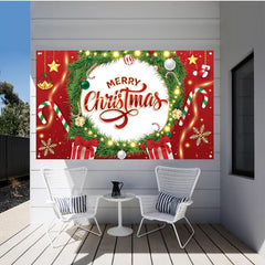 Red Merry Christmas Banner 109x179cm Decoration