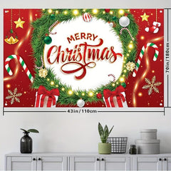Red Merry Christmas Banner 109x179cm Decoration