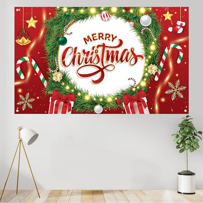 Red Merry Christmas Banner 109x179cm Decoration