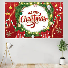 Red Merry Christmas Banner 109x179cm Decoration