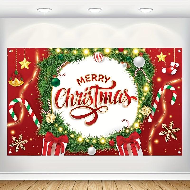Red Merry Christmas Banner 109x179cm Decoration