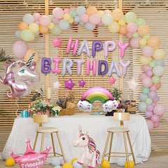 127pcs Unicorn Theme Balloons Birthday Party Decoration