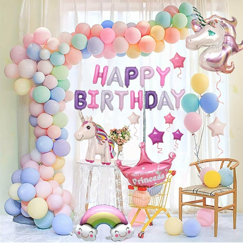 127pcs Unicorn Theme Balloons Birthday Party Decoration