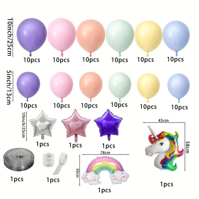 127pcs Unicorn Theme Balloons Birthday Party Decoration