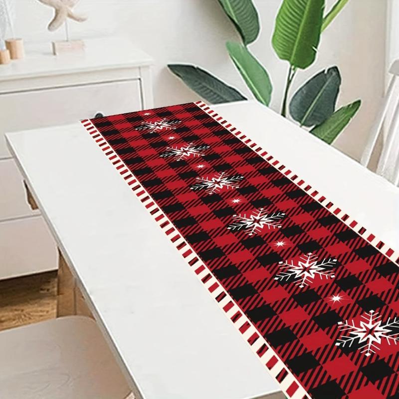 Christmas Table Cloth Red Flower Pine Leaf Table Runner Christmas Decoration