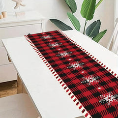 Christmas Table Cloth Red Flower Pine Leaf Table Runner Christmas Decoration