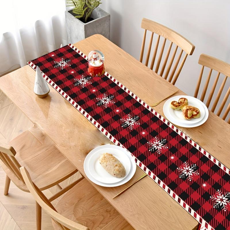Christmas Table Cloth Red Flower Pine Leaf Table Runner Christmas Decoration