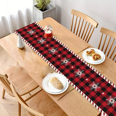 Christmas Table Cloth Red Flower Pine Leaf Table Runner Christmas Decoration