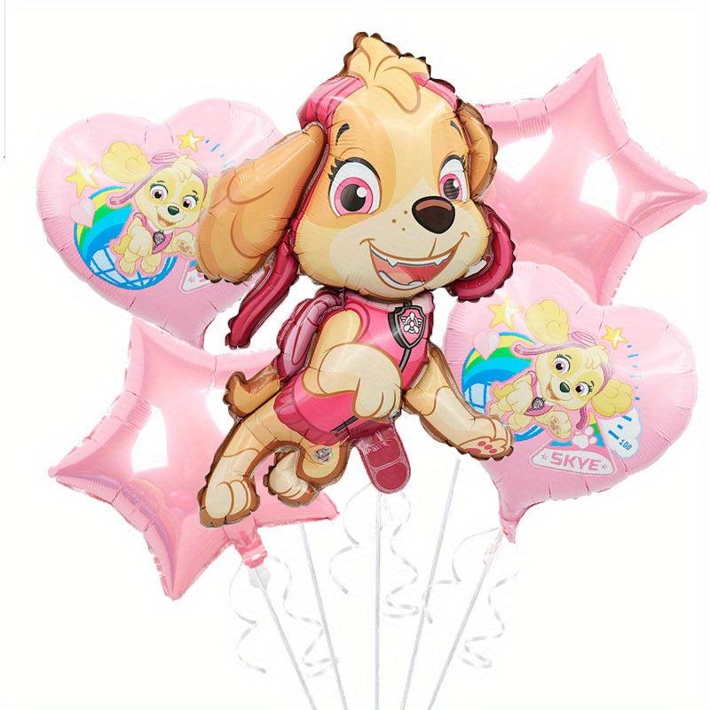 5pcs Dog Birthday Theme Balloon Set with Ribbon