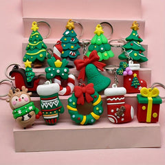 3D Christmas Doll Keychain - Cute Soft Rubber Christmas Gift