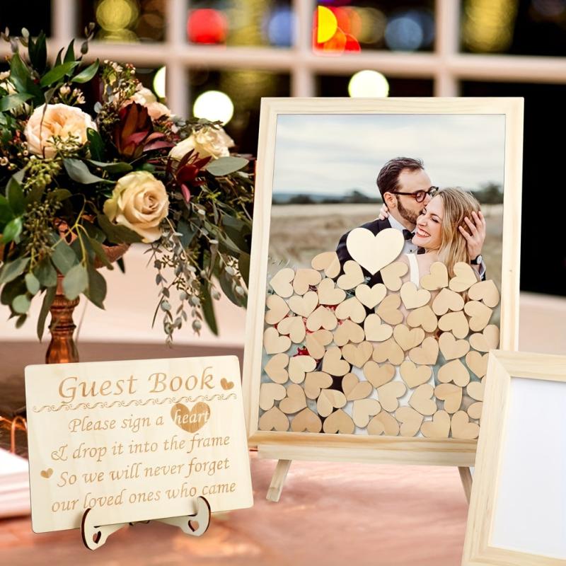Rustic Wedding Guest Book with 102 Wooden Hearts