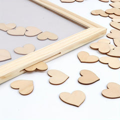 Rustic Wedding Guest Book with 102 Wooden Hearts