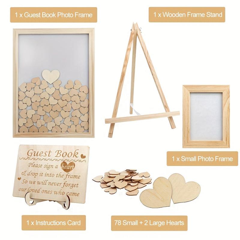 Rustic Wedding Guest Book with 102 Wooden Hearts