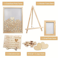 Rustic Wedding Guest Book with 102 Wooden Hearts