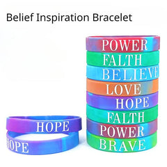 Inspirational Wrist Band Camo BELIEVE Faith POWER Silicone Bracelet