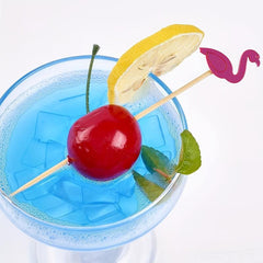 50pcs Flamingo Cocktail Picks Wooden Sticks for Luau Hawaii Beach Holiday