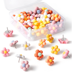 30 Flower Push Pins with Case for Corkboard Bulletin Board