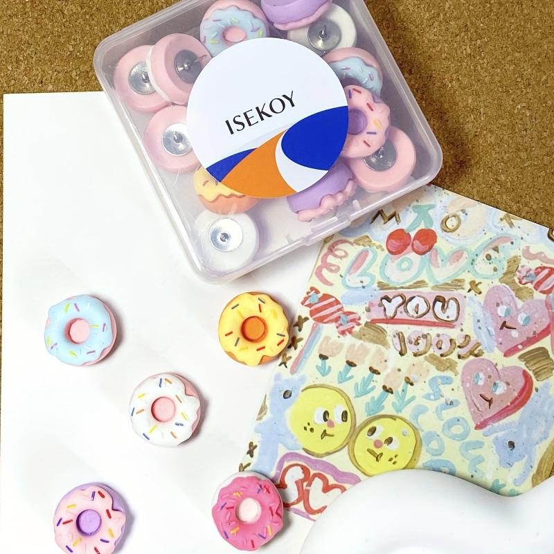 15pcs Donut Shaped Push Pins for Photo Wall Cork Board Office Home