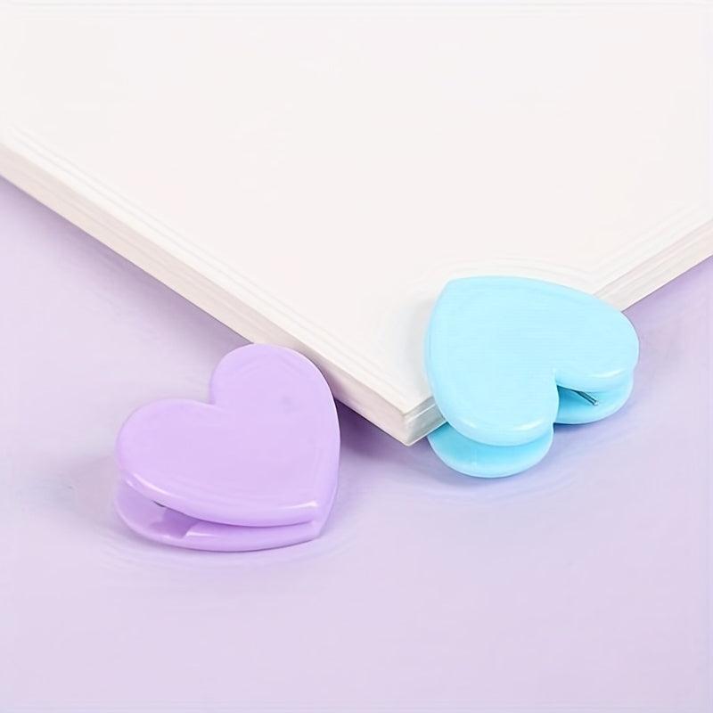 Heart Plastic Photo Decoration Clip Student Folder 4 Packs
