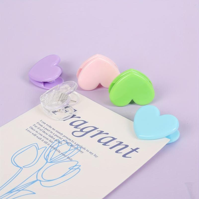 Heart Plastic Photo Decoration Clip Student Folder 4 Packs