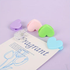 Heart Plastic Photo Decoration Clip Student Folder 4 Packs