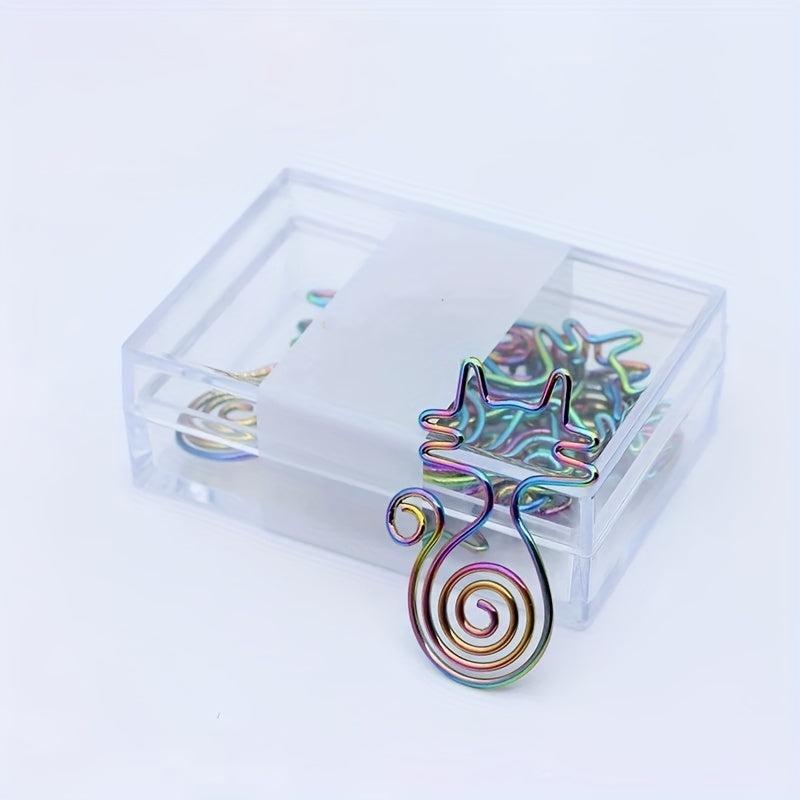 Colorful Cat Shaped Paper Clips - Fun Office Supplies for Women Men