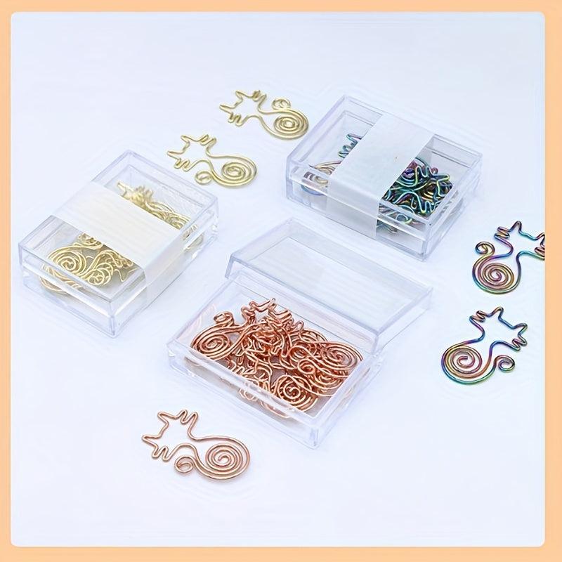 Colorful Cat Shaped Paper Clips - Fun Office Supplies for Women Men