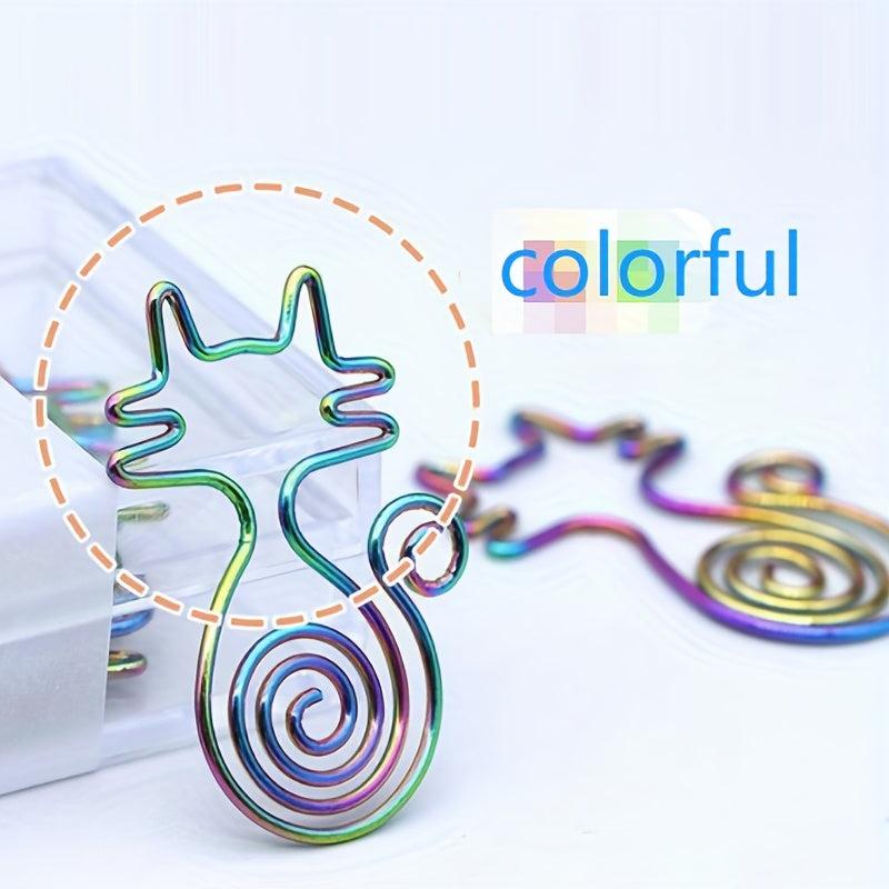 Colorful Cat Shaped Paper Clips - Fun Office Supplies for Women Men