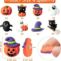 Halloween Theme Push Pins Pumpkin Cat Ghost Metal Decorative Pins 32pcs
