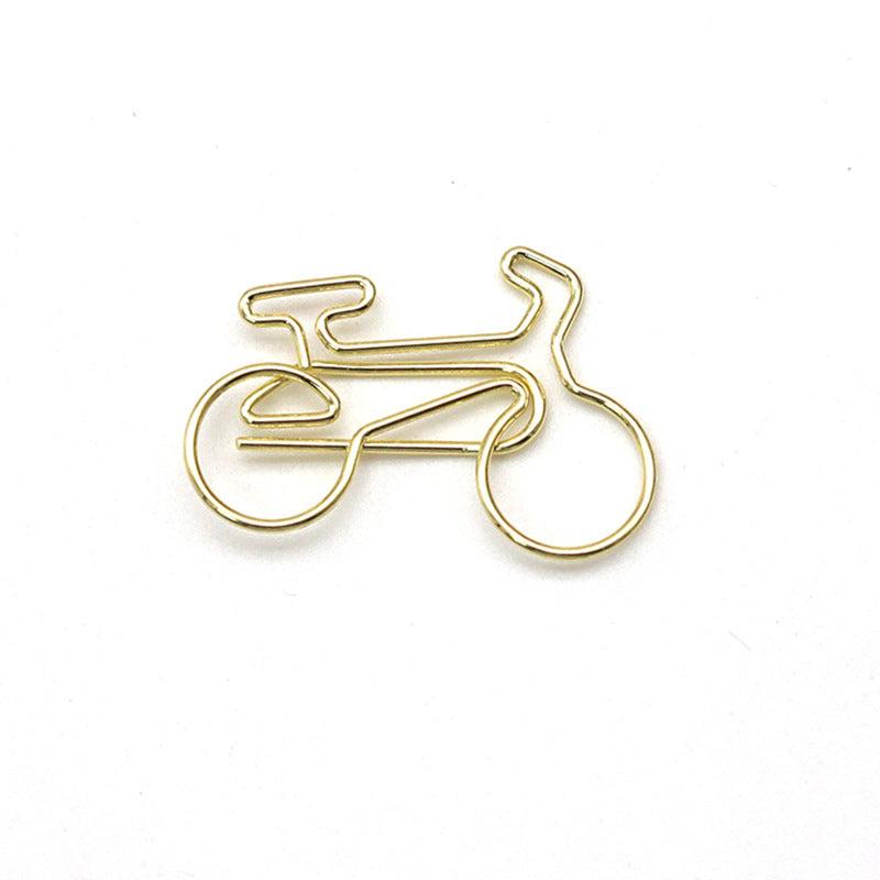 Golden Bicycle Paper Clip Office Stationery Creative Metal Clip