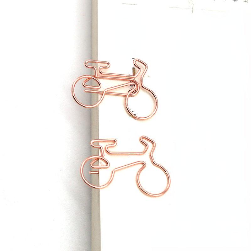 Golden Bicycle Paper Clip Office Stationery Creative Metal Clip