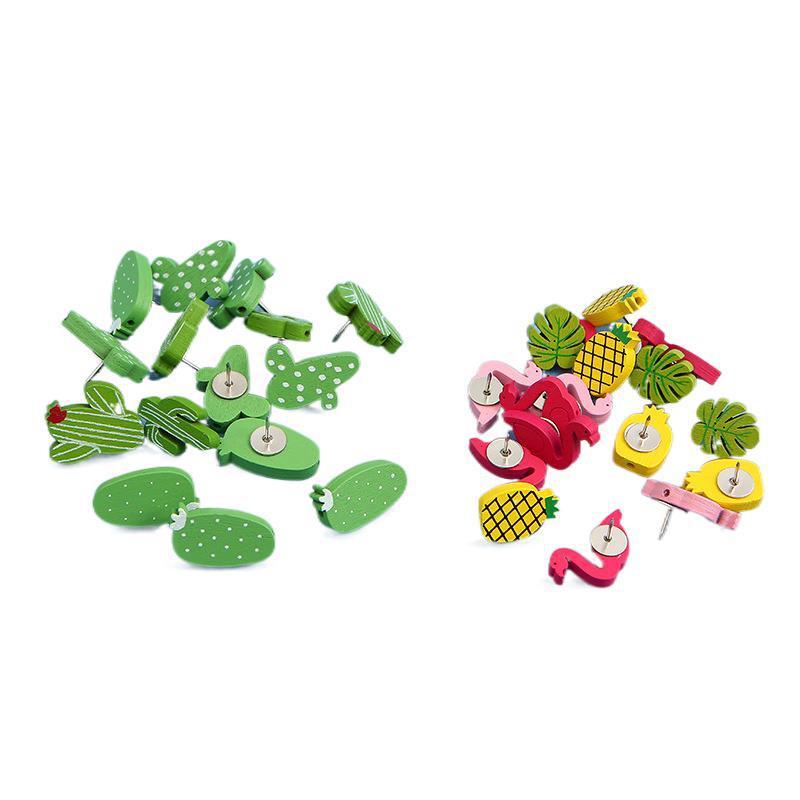 50pcs Mixed DIY Flamingo Cactus Wooden Pegs for Various Occasions