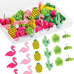 50pcs Mixed DIY Flamingo Cactus Wooden Pegs for Various Occasions