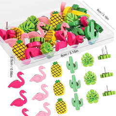 50pcs Mixed DIY Flamingo Cactus Wooden Pegs for Various Occasions