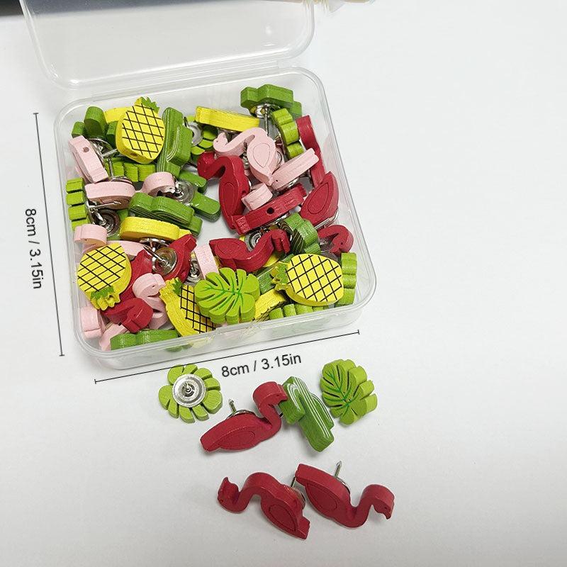50pcs Mixed DIY Flamingo Cactus Wooden Pegs for Various Occasions