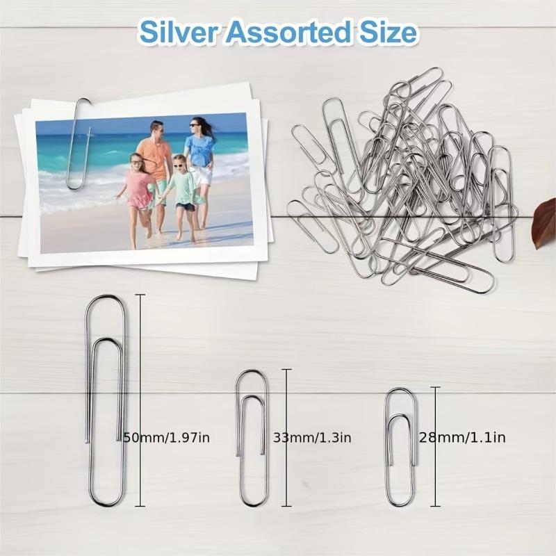 800 Paper Clips Assorted Sizes in 10 Boxes