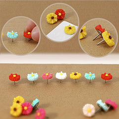 40pcs Small Daisy Flower Push Pins Colorful Cork Board Thumb Tacks