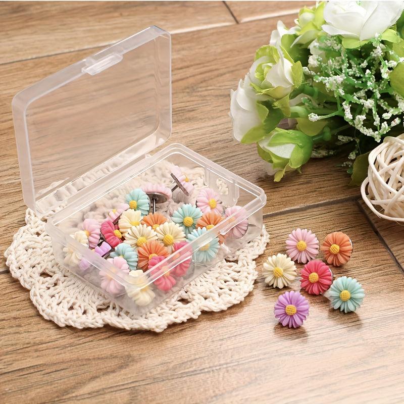 40pcs Small Daisy Flower Push Pins Colorful Cork Board Thumb Tacks
