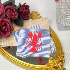 20pcs Striped Red Lobster Pattern Napkins Party Decoration Paper Towel