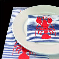 20pcs Striped Red Lobster Pattern Napkins Party Decoration Paper Towel