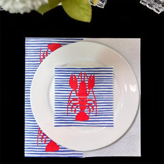 20pcs Striped Red Lobster Pattern Napkins Party Decoration Paper Towel