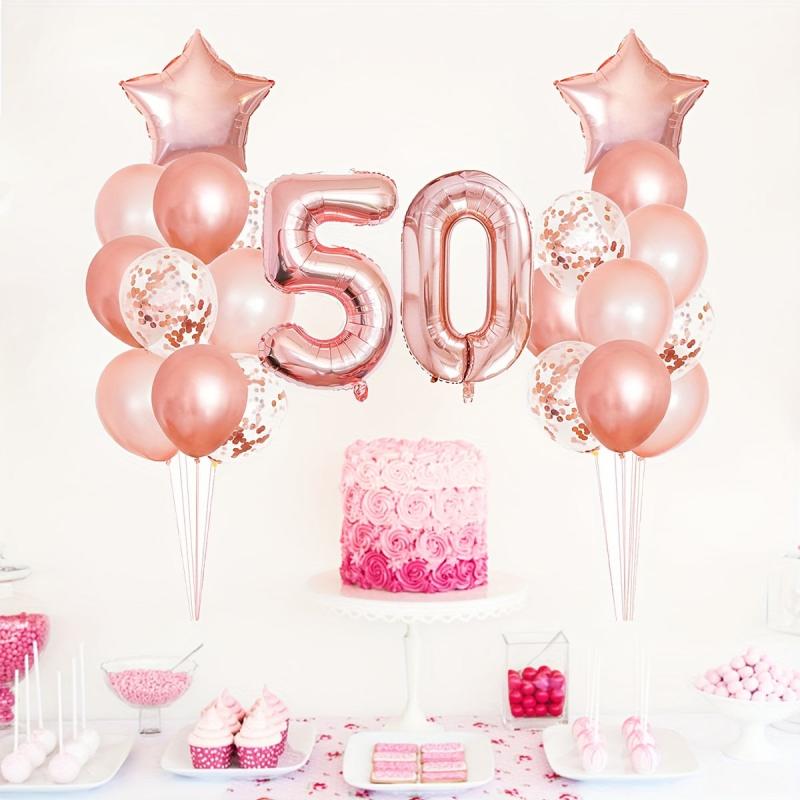 25pcs Rose Golden Mixed Balloons 50th Birthday Party Decorations