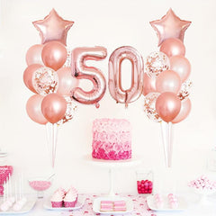 25pcs Rose Golden Mixed Balloons 50th Birthday Party Decorations